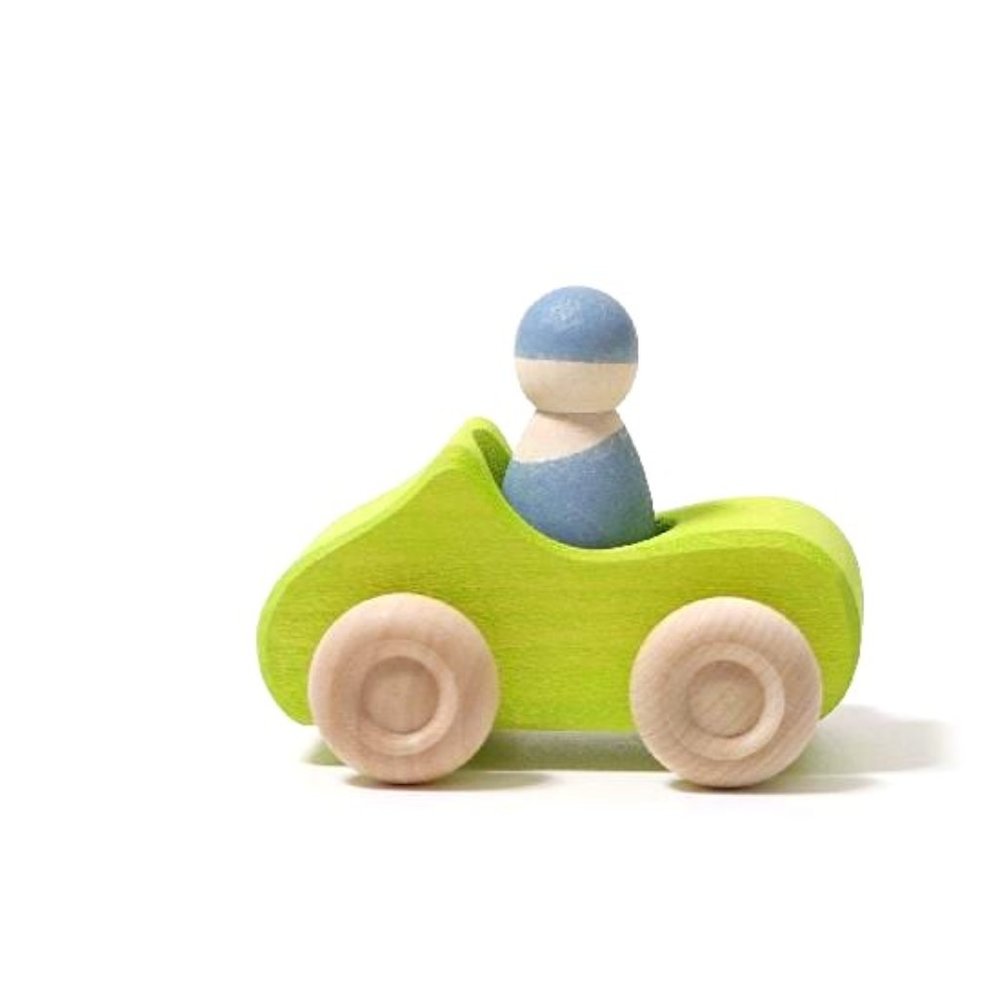 NWT Grimm's Wooden Toys Green Convertible with Driver